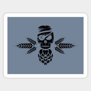 Hoppy Pirate Skull (black) Magnet